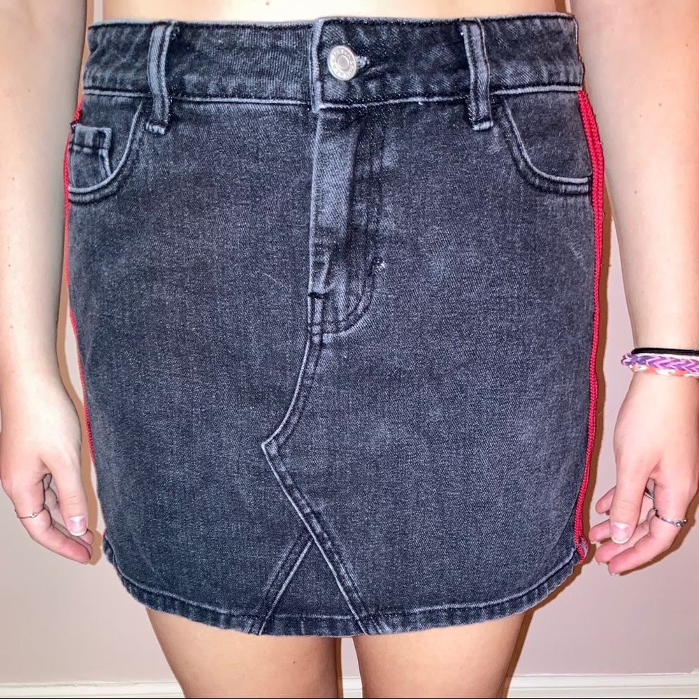 Black and Red Jean Skirt